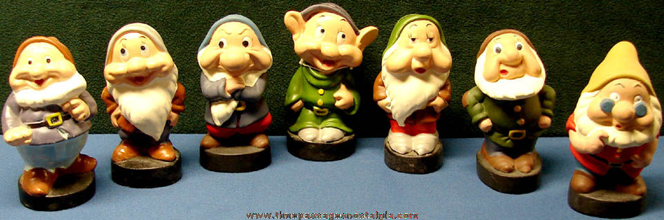 (7) Old Walt Disney Snow White Dwarf Character Ceramic Coin Savings Banks