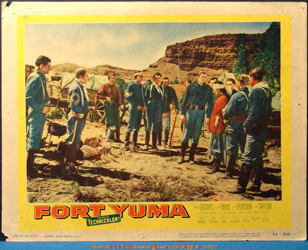 (2) Colorful 1954 Fort Yuma Movie Lobby Card Posters