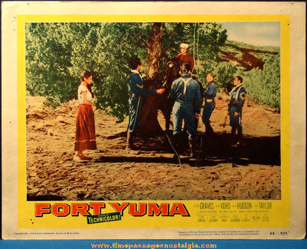 (2) Colorful 1954 Fort Yuma Movie Lobby Card Posters