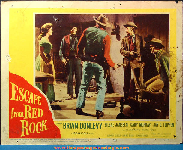(2) Colorful 1957 Escape From Red Rock Movie Lobby Card Posters