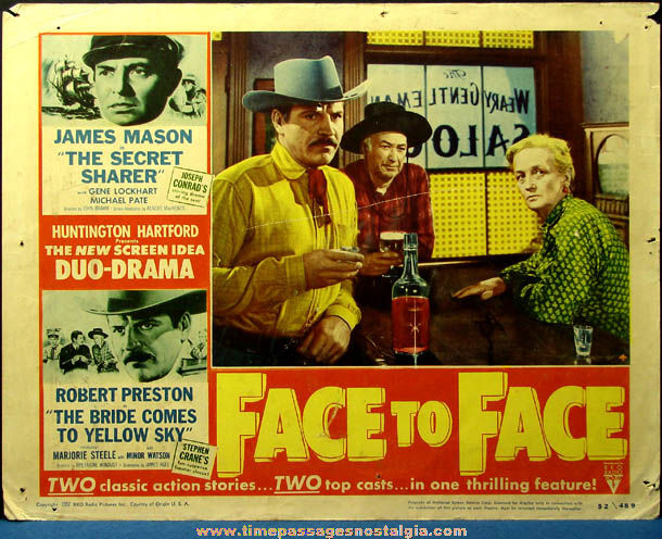 (4) Colorful 1952 Face To Face Movie Lobby Card Posters