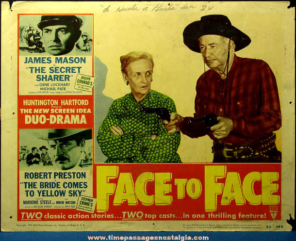 (4) Colorful 1952 Face To Face Movie Lobby Card Posters