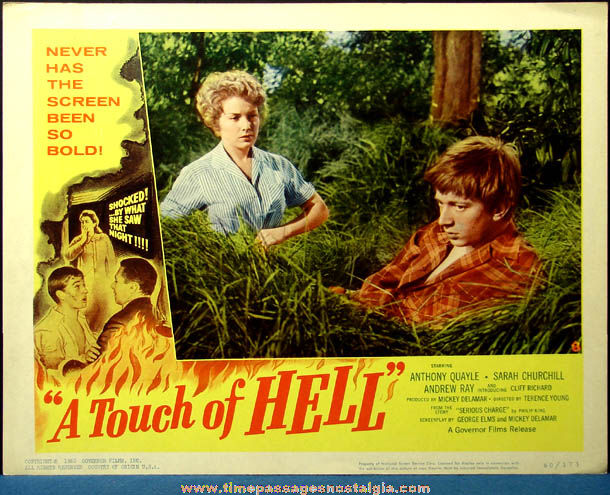 (2) Colorful 1960 A Touch of Hell Movie Lobby Card Posters