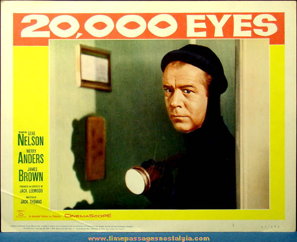 Colorful 1960 20,000 Eyes Movie Lobby Card Poster