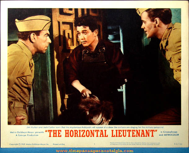 Colorful 1962 The Horizontal Lieutenant Movie Lobby Card Poster