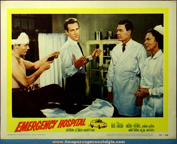 Colorful 1956 Emergency Hospital Movie Lobby Card Poster