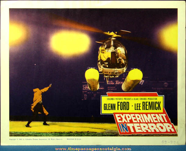 Colorful 1962 Experiment In Terror Movie Lobby Card Poster