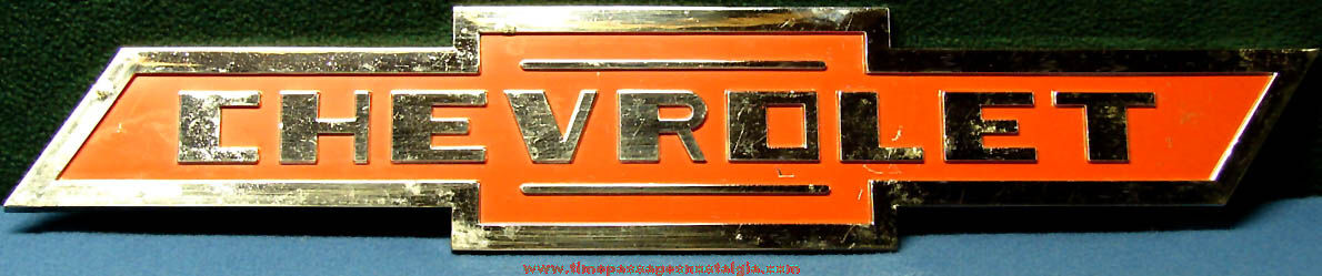 Large Old Painted and Chrome Metal Chevrolet Advertising Emblem