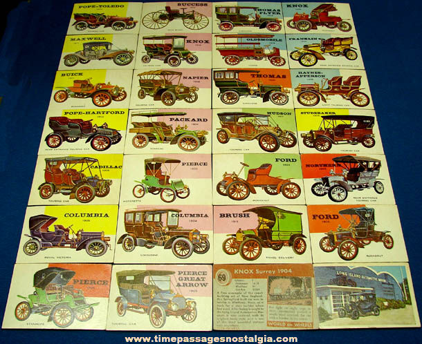 (28) 1950s Antique Automobile Car World on Wheels Trading Cards