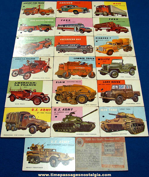 (20) 1950s Car Truck & Military Vehicle World on Wheels Trading Cards