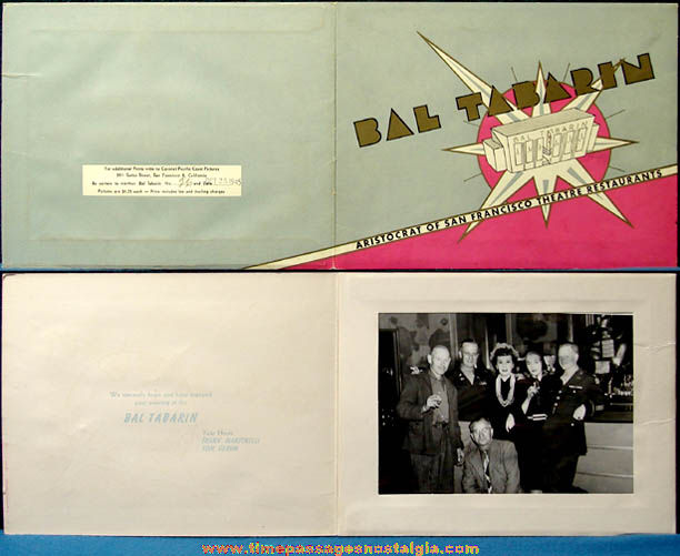 1945 Bal Tabarin San Francisco Theatre Restaurant Advertising Souvenir Photograph Folder