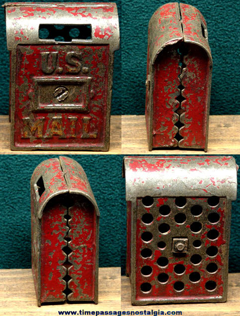 Old Painted Cast Iron United States Mail Box Still Coin Bank