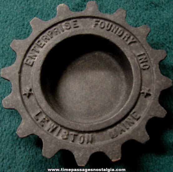 Old Enterprise Foundry Lewiston Maine Cast Iron Advertising Ashtray