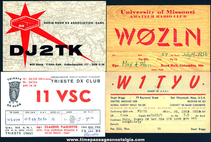(12) 1953 - 1971 International Ham Radio Operator Advertising Cards