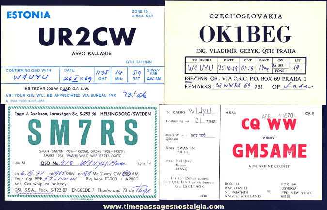 (12) 1953 - 1971 International Ham Radio Operator Advertising Cards