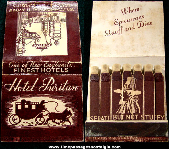 Old Hotel Puritan Advertising Match Book with Printed Matches