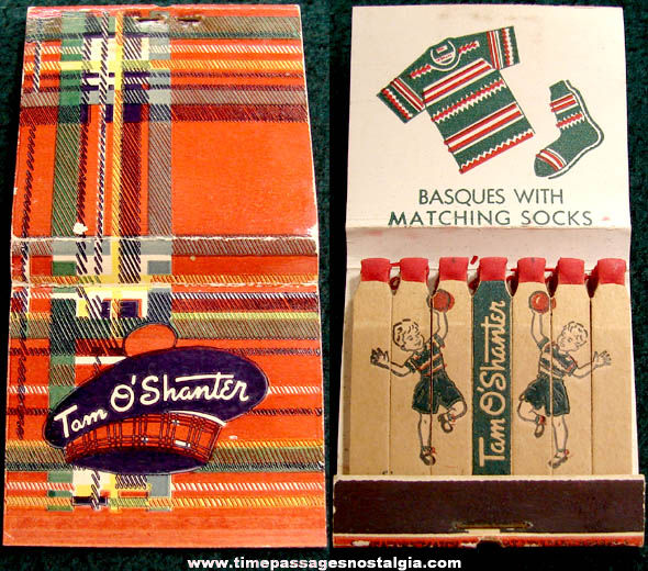 Old Unused Tom O’Shanter Clothing Advertising Match Book with Printed Matches