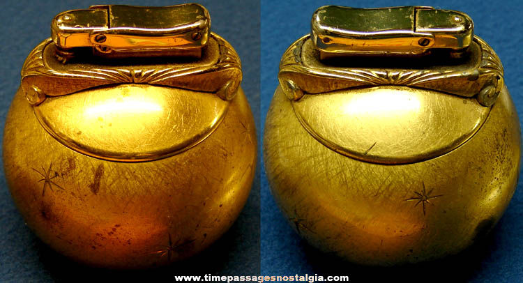Old Weighted Brass Ball Table Cigarette Lighter
