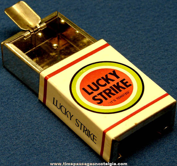 Old Unused Imprinted Tin Lucky Strike Advertising Cigarette Pack Ashtray
