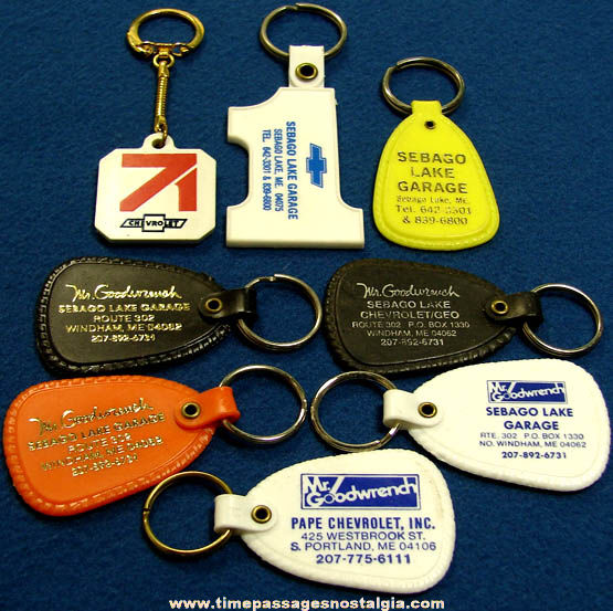 (7) Old Maine Chevrolet Dealership and Garage Advertising Premium Key Rings