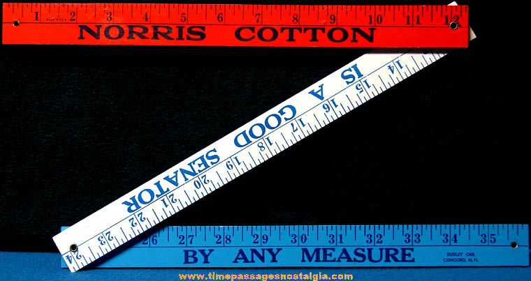 Old Unused New Hampshire Senator Norris Cotton Advertising Folding Yard Stick