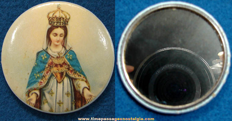 Colorful Old Virgin Mary Christian or Catholic Religion Pocket Mirror