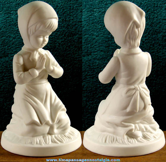 Old Porcelain Kneeling Young Girl Praying Figurine