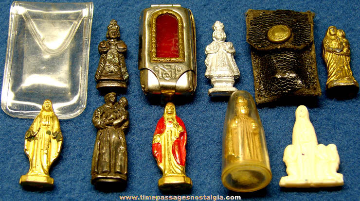 (8) Tiny Old Miniature Religious Icon Figurines