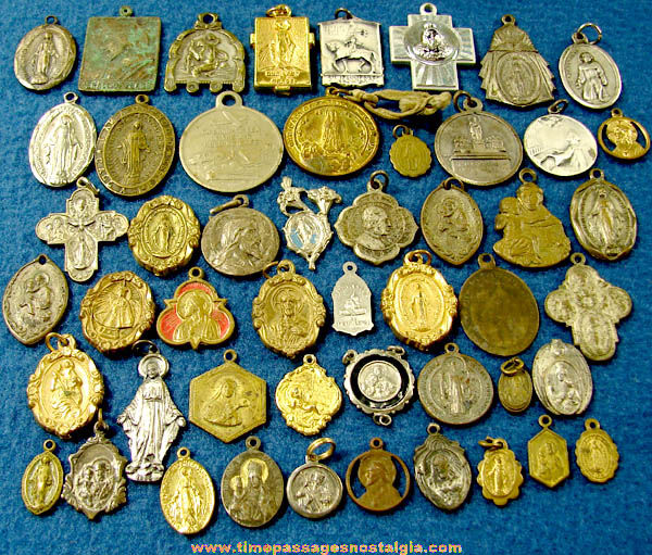 (50) Old Christian or Catholic Religious Medallion Pendant Jewelry Charms