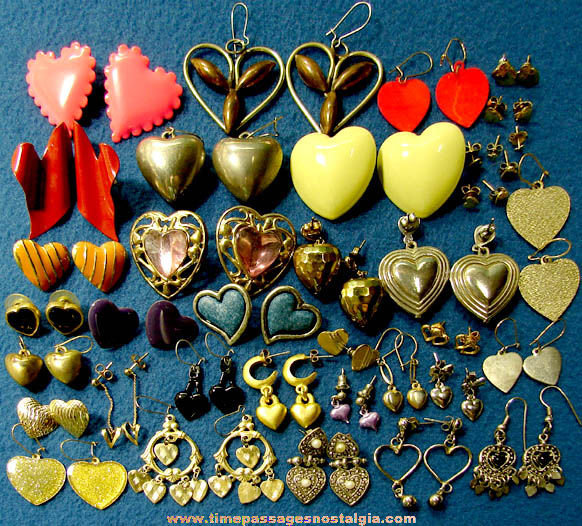 (35) Different Old Sets of Heart Shaped Jewelry Earrings