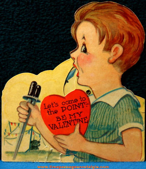 Colorful Old Circus Side Show Sword Swallower Mechanical Valentine Card