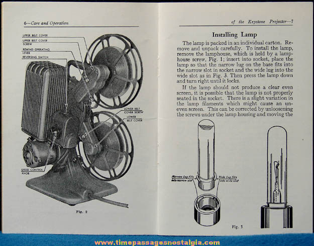 Old 16mm Keystone Home Movie Projector Owners Instruction Manual