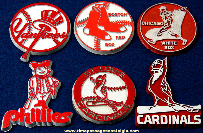 (6) Different Old Baseball Team Advertising Logo Magnets