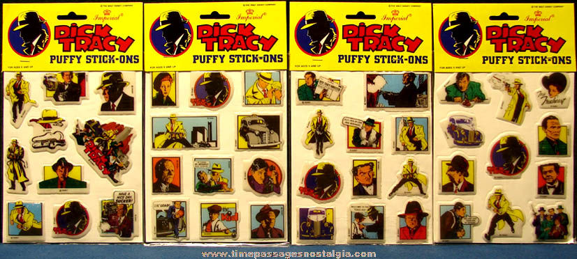 (4) Different Unopened 1990 Dick Tracy Character Puffy Stick On Sets