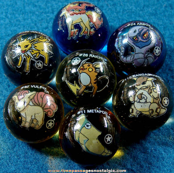 (7) Different Pokemon Character Glass Game Marbles