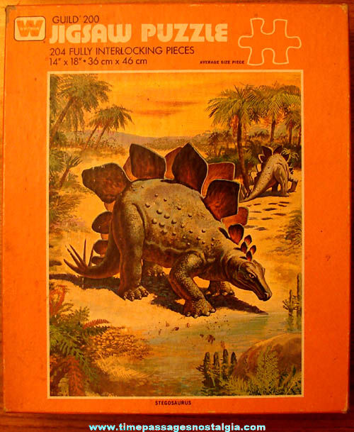 Colorful 1975 Boxed Whitman Stegosaurus Dinosaur Jigsaw Puzzle