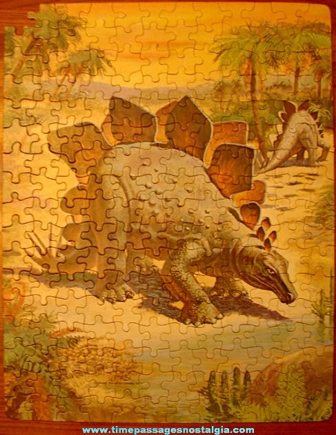 Colorful 1975 Boxed Whitman Stegosaurus Dinosaur Jigsaw Puzzle