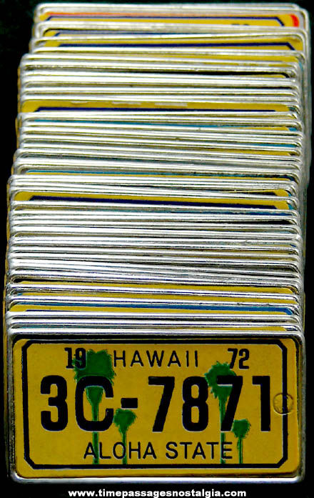 (50) Old Miniature Gum Ball Machine Toy Prize Hawaii State Auto License Plates