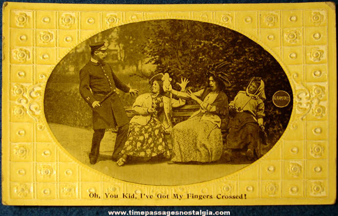 Old Unused Policeman & Park Bench Ladies Post Card