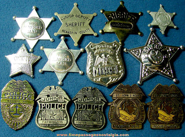 (13) Old Metal and Plastic Toy Police Badges