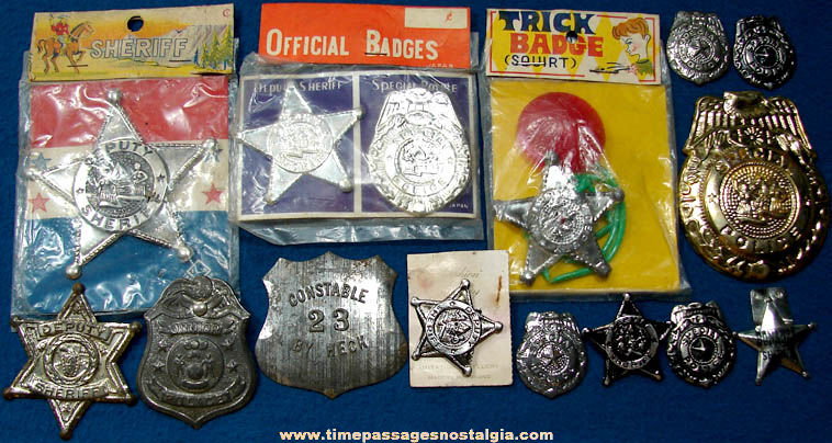 (15) Old Embossed Tin Metal Toy Police Badges