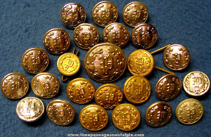 (25) Old Gold and Silver Police Officer Uniform Buttons