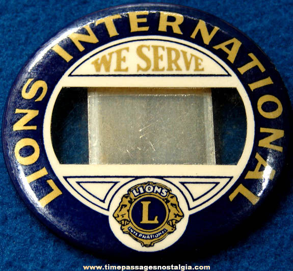 Large Old Lions Club International Celluloid Identification Badge