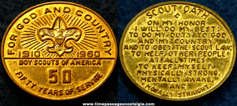 1960 Boy Scouts of America 50th Anniversary Advertising Token Coin