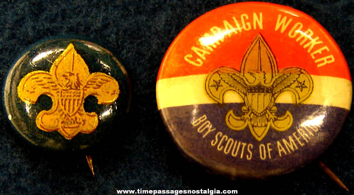 (2) Different Old Boy Scout Advertising Pin Back Buttons