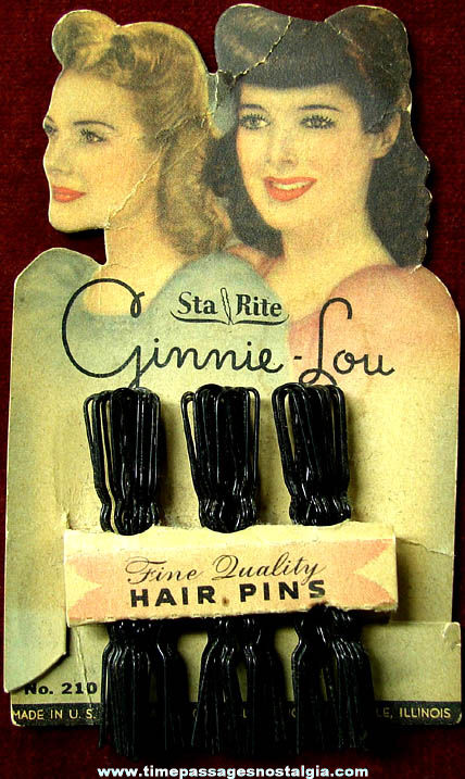 Old Unused Sta Rite Advertising Package of Ginnie Lou Hair Pins
