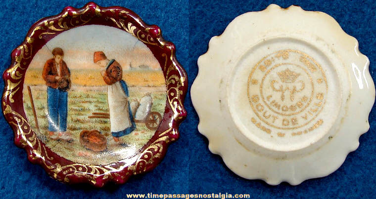 Old Farming Couple Edite Par Gout De Ville Limoges Miniature Porcelain Plate