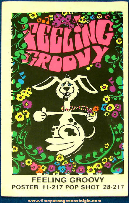 Colorful Old Unused Miniature Feeling Groovy Psychedelic Black Light Poster Sticker