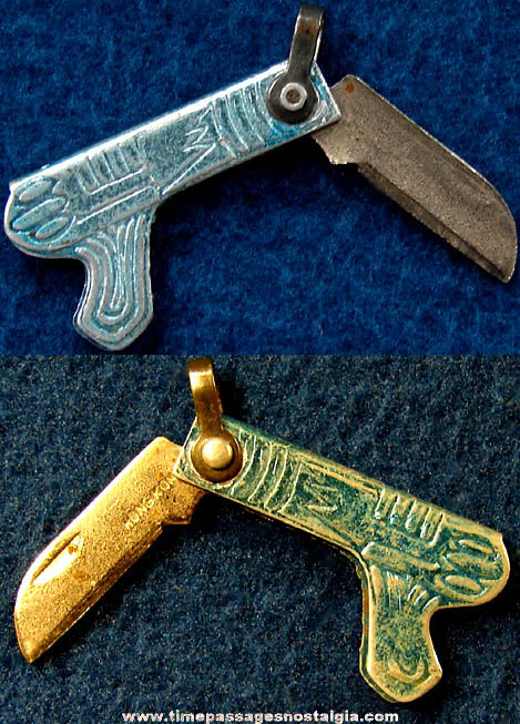 Old Metal Gum Ball Machine Prize Space Ray Gun Pocket Knife Mechanical Toy Charm