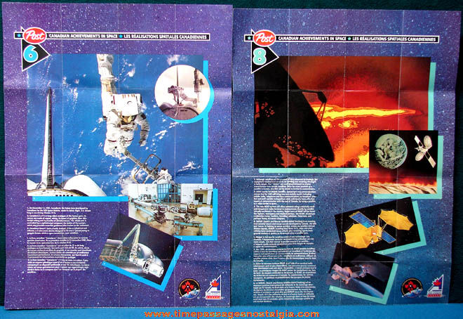 (4) Different 1985 Post Cereal Prize Canadian Achievements in Space Posters